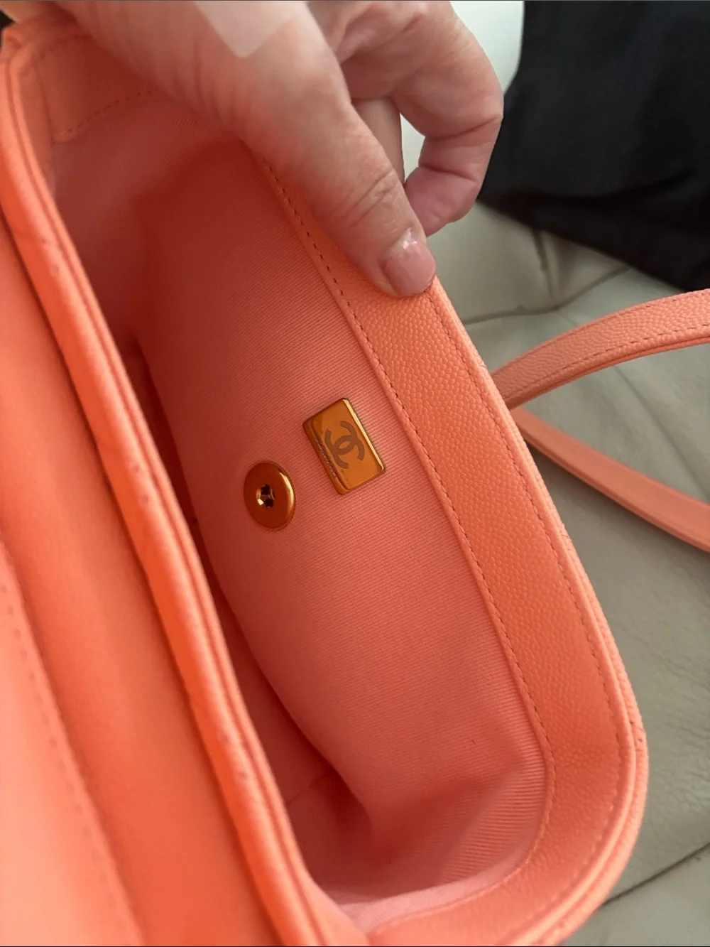 CHANEL Coral Pink Quilted Mini Top Handle Bag with Gold Hardware